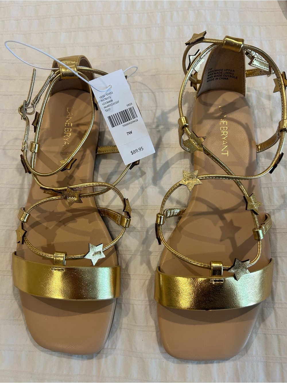 Gold Star Straps Lane Bryant Quilted Women's Sandals